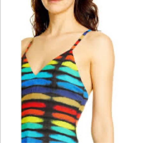 NWT. Alice + Olivia Alves Rainbow Tie-Dye Cross Cross Dress. NWT. - Picture 8 of 15